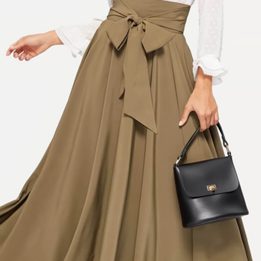 S khaki high-waisted maxi skirt khaki